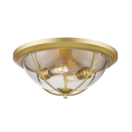 Persis 2 Light Flush Mount, Satin Gold & Clear